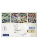 n° 34/38 et n° 43/45 obl. sur lettre -  Timbre TAAF Poste